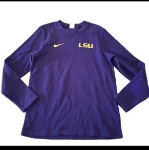 Nike Tshirt Mens Sz Medium Purple LSU TIGERS Ribbed Athletic Long Sleeve T-shirt